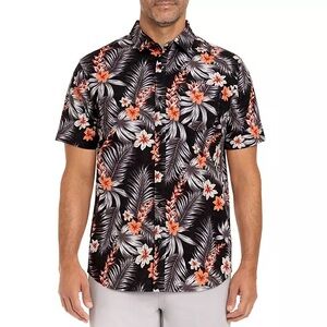 Hurley short sleeve Hawaiian shirt button front up down small stretch tropical